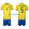 Maillot de Supporter Brésil Casemiro 5 Domicile Coupe du Monde 2022 Pour Enfant